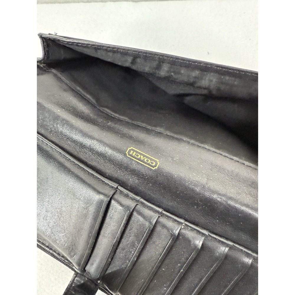 Coach Black Leather Bifold Wallet Zipper Clutch - Picture 4 of 9